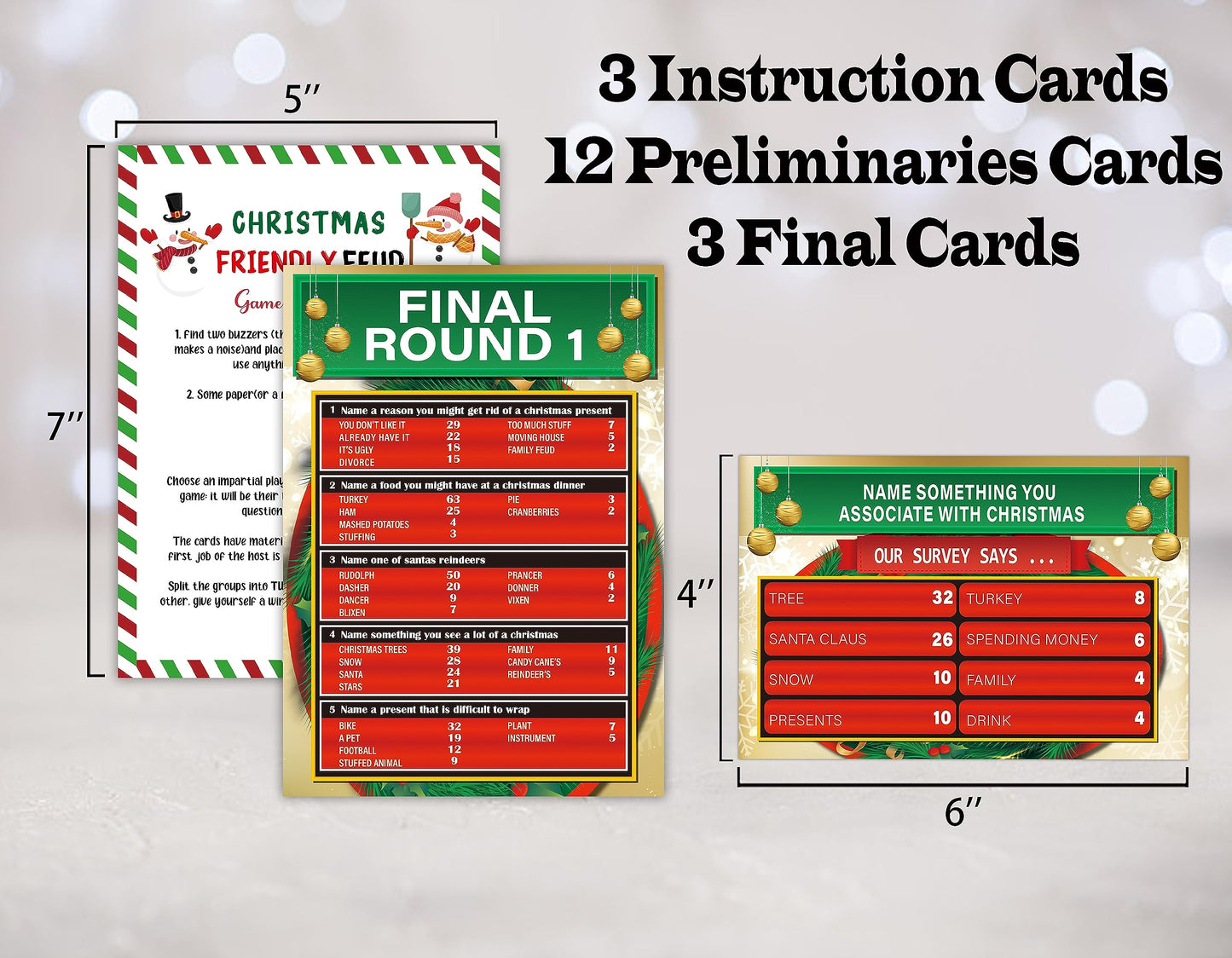 TCJIU Christmas Friendly Feud Quiz Christmas Friendly Feud Game Shower Games Trivia Games for Family Fall Winter Family Feud Style Game I7