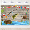 Avezano Rustic Wood Gone Fishing Backdrop for Birthday Party O Fish Ally Kids Baby Shower Photography Background Retirement Fish