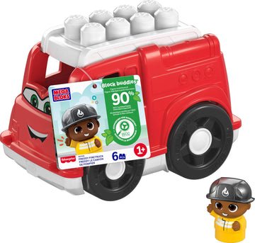 Mega Bloks First Builders Toddler Building Blocks Toy Set, Freddy Firetruck With 6 Pieces And Storage, 1 Figure, Red, Ages 1+ Years