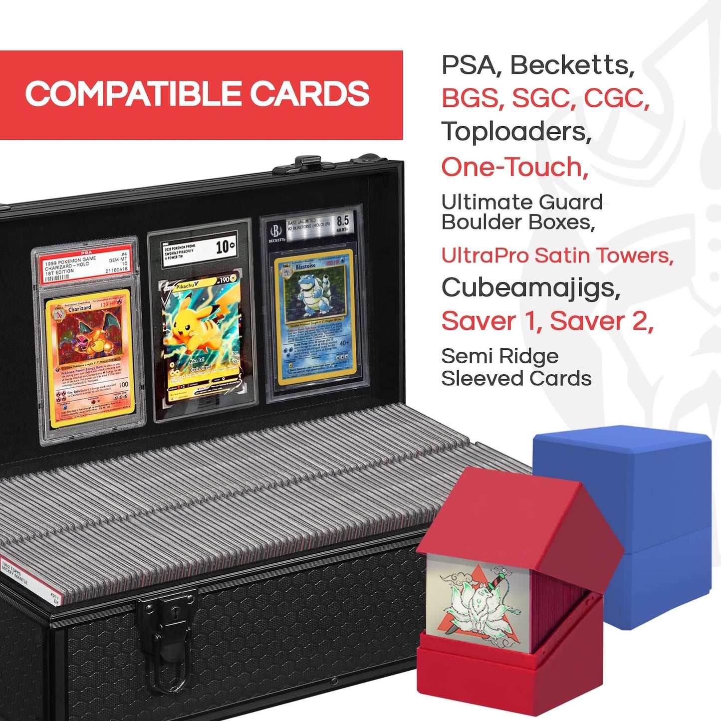 CardKingPro Graded Card Hard Storage Case - Fits 120+ Slabs, Aluminum, Lockable Box with Foam Blocks, Pro Range - GRADED CARDS - 120