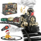 JUQU Electric Christmas Train Set for Kids Ages 4-8 - Remote Control Steam Train Set with Smoke, Lights, Whistle & Tracks, Model