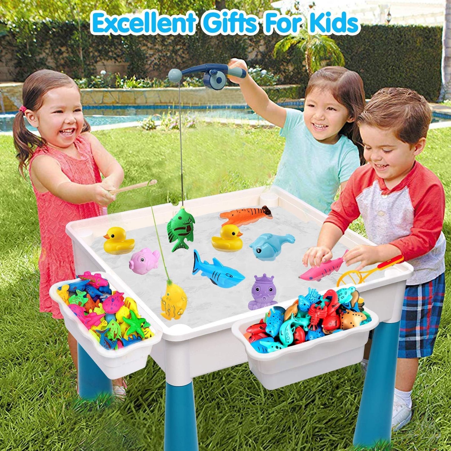 OCATO Kids Activity Table Set with 152Pcs Marble Run Blocks, Multicolor, Size 230, Model 1081, STEM Toys for Ages 3-6