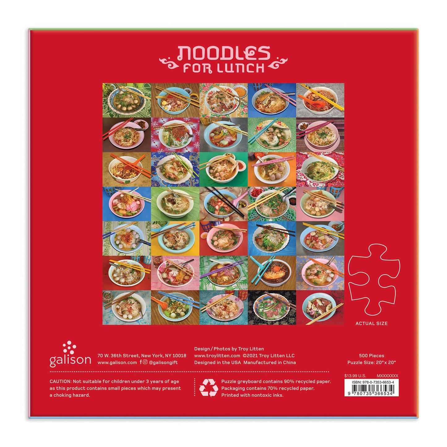 Noodles for Lunch 500 Piece Puzzle from Galison - Featuring 35 Colorful Images of Tasty Noodle Dishes from Southeast Asia Photog