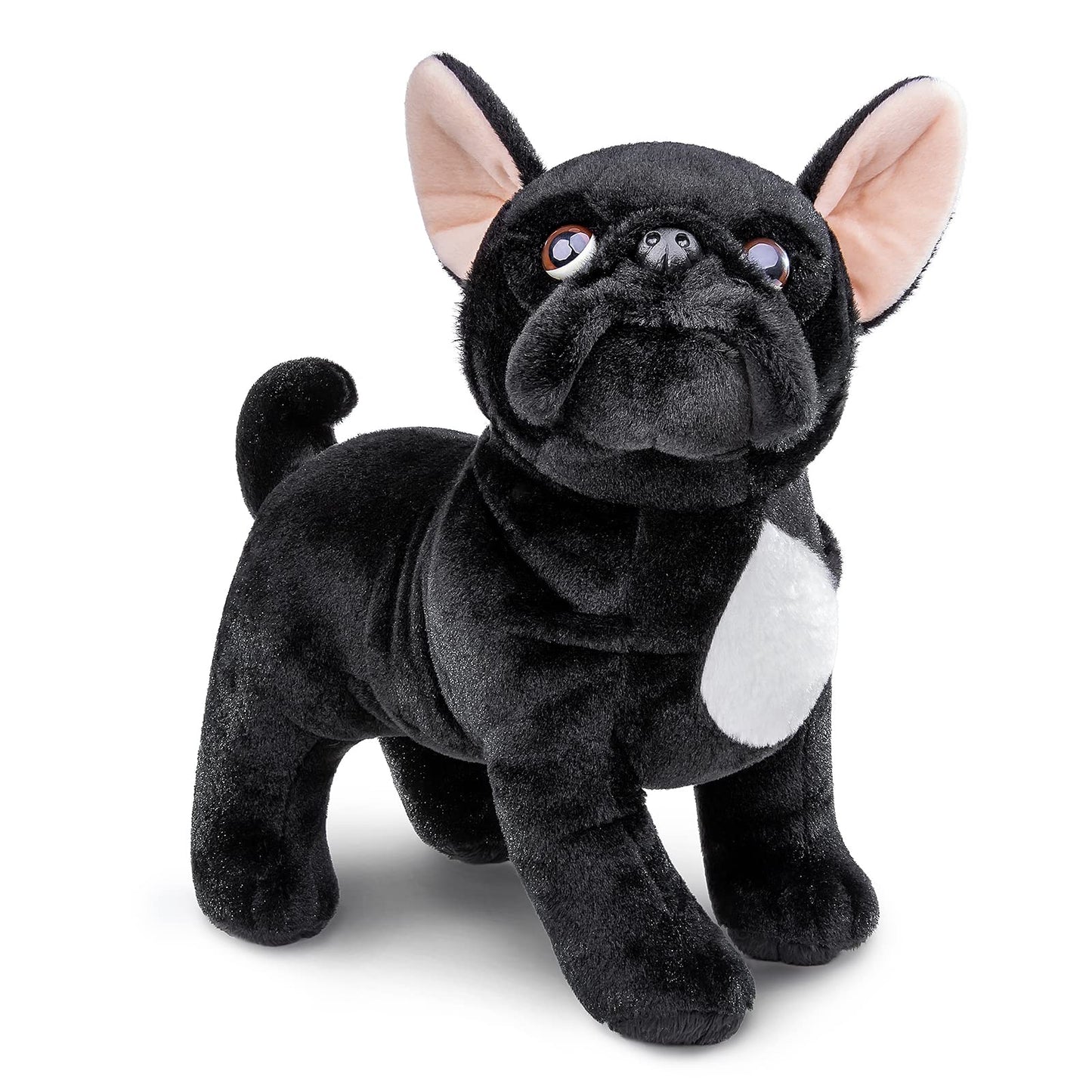 ZHONGXIN MADE Black Bulldog Plush Toy - Realistic 13" Black Stuffed Animal for Kids, Cute Cotton Puppy Plushie Gift