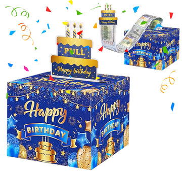 Birthday Money Pull Box, Money Box For Cash Gift, Happy Birthday Gift For Men Women, Funny Gifts Box For Friends Surprise Birthd
