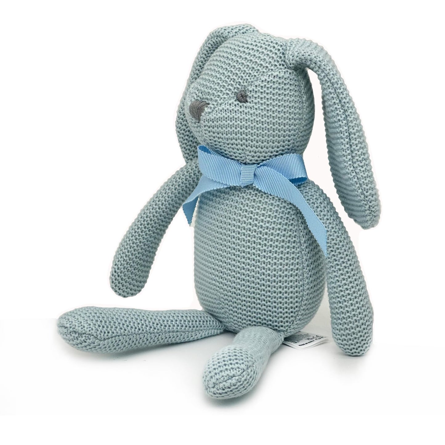 FLUFFYFUN 100% Organic Cotton Baby Toys Blue Bunny Rabbit Stuffed Animals for Newborn 7.1