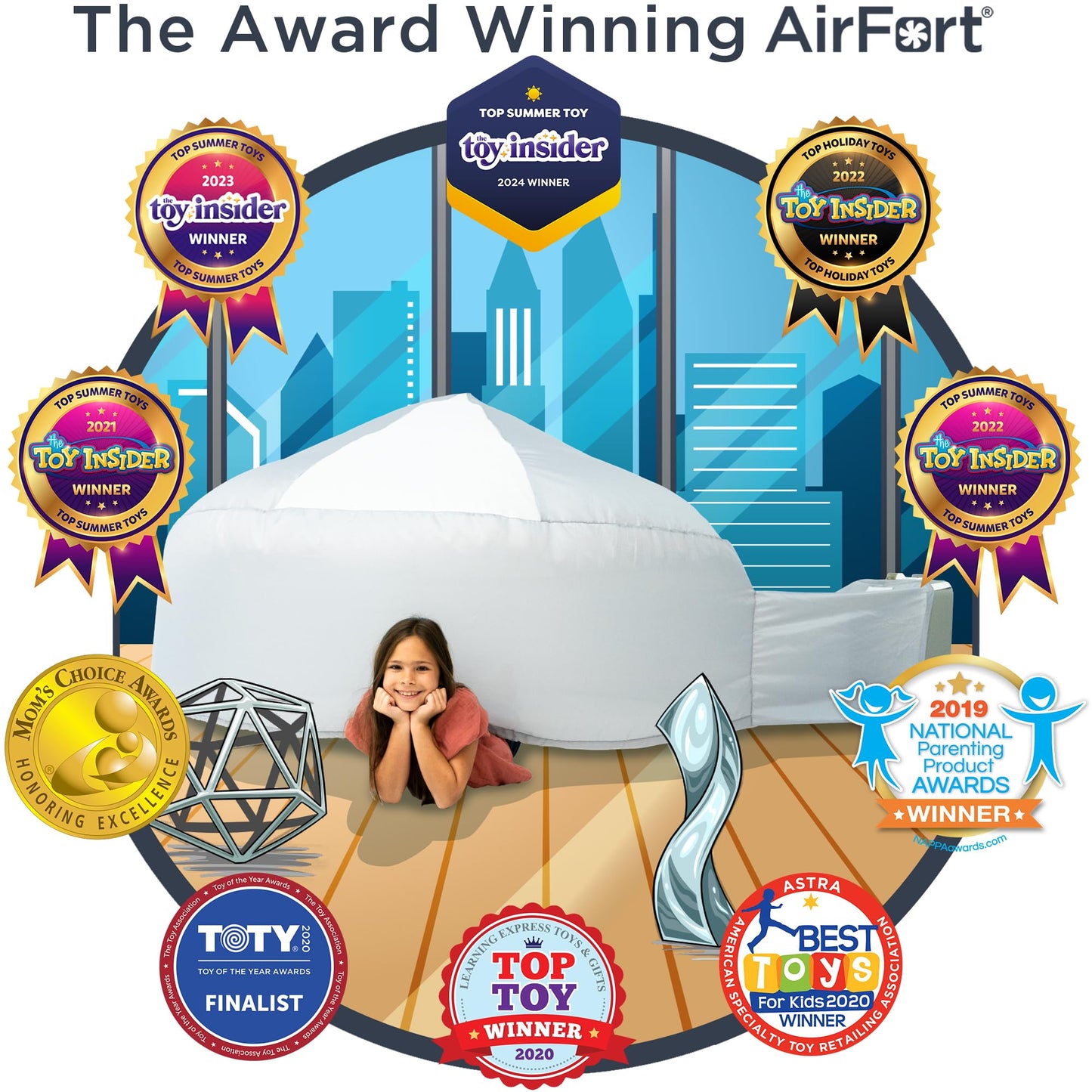 The Original Patented Airfort - Build A Fort In 30 Seconds, Inflatable Fort For Kids, Play Tent For 3-12 Years, A Playhouse Where Imagination Runs Wild, Fan Not Included (Mod About Gray)