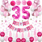 Sweet 35Th Birthday Decorations For Women, Pink And White 35 Happy Birthday Balloons, 35Th Birthday Party Supplies Including Pin
