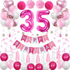 Sweet 35Th Birthday Decorations For Women, Pink And White 35 Happy Birthday Balloons, 35Th Birthday Party Supplies Including Pin