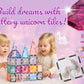 Glitter Unicorn Pony Magnetic Tiles: Building Blocks Toys For Kids - Hearts, Stars, Rainbow Castle Playset For Creative Kids, St