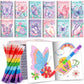 BenLouis 12 Butterfly Mini Coloring Books Kids with 12 Stacking Crayons Butterfly Theme Party Favors Small Activity Books Bulk f