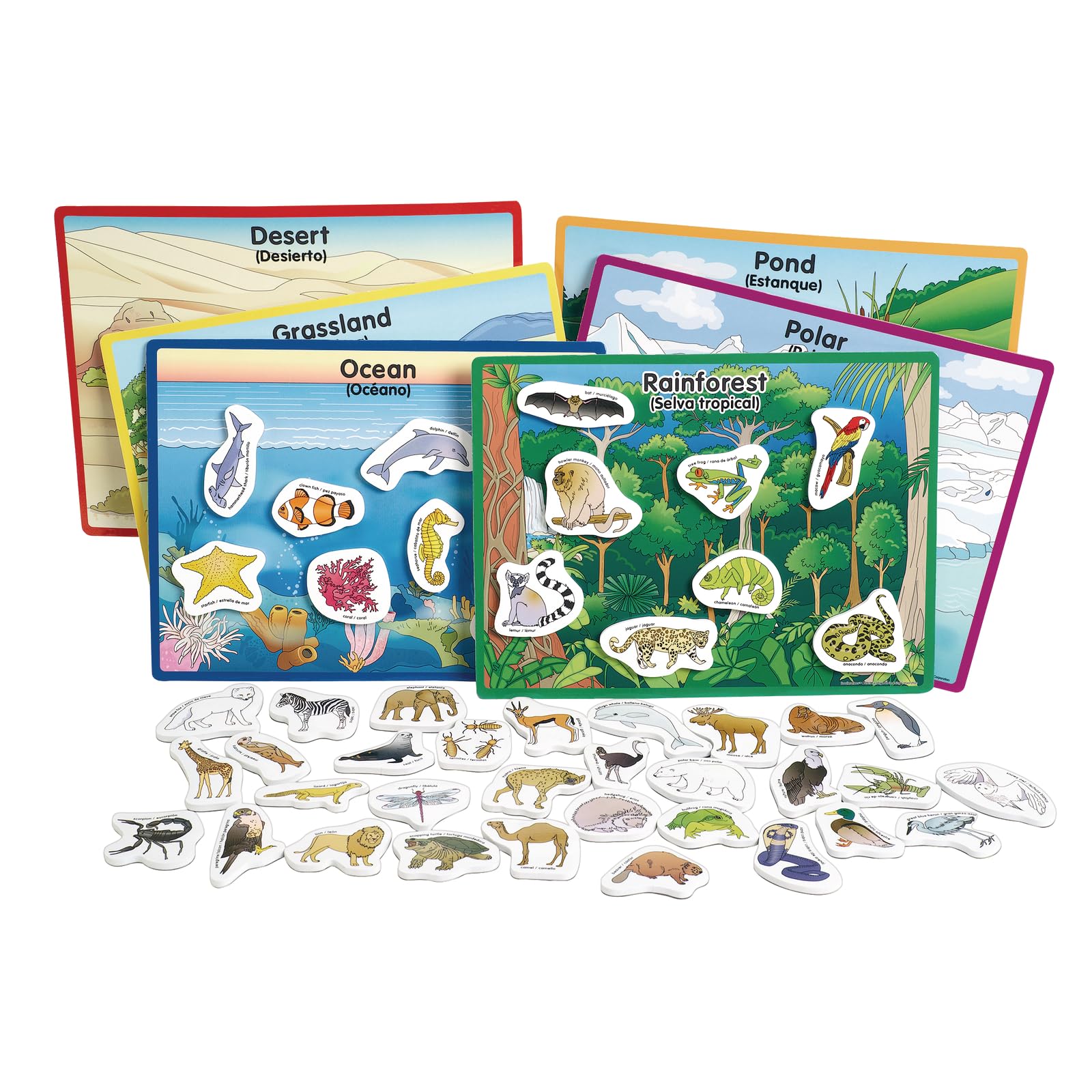 Excellerations Animals In Their Habitats 6 Puzzle Boards Learning Activity Tool For Kids (48 Pieces)