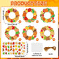 36 Sets Fall Maple Leaves Pumpkin Wreath Craft Kits Autumn Checkered Polka Dot DIY Wreath Hanging Ornaments Thanksgiving Paper A