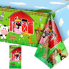 Kasyat Farm Animals Party Tablecloth Farmhouse Disposable Plastic Table Cover Barnyard Farm Animal Theme Party Decoration for Pi