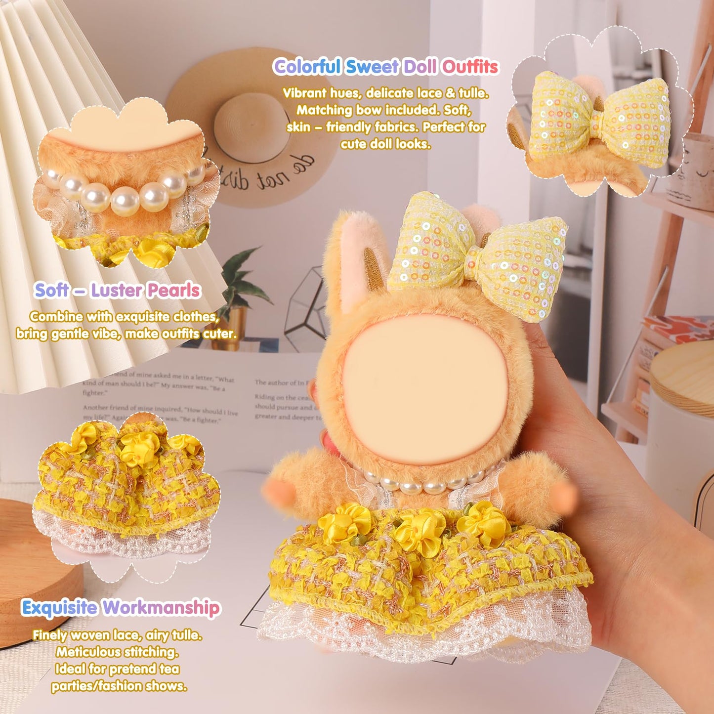 Clothes for 15-17cm Doll  Skirt Set for Dolls  1 Piece Skirt Outfit enhanced Fashion Cute Dress for 15-17cm Dolls Accessories (NO Doll) (Yellow Flower Set)