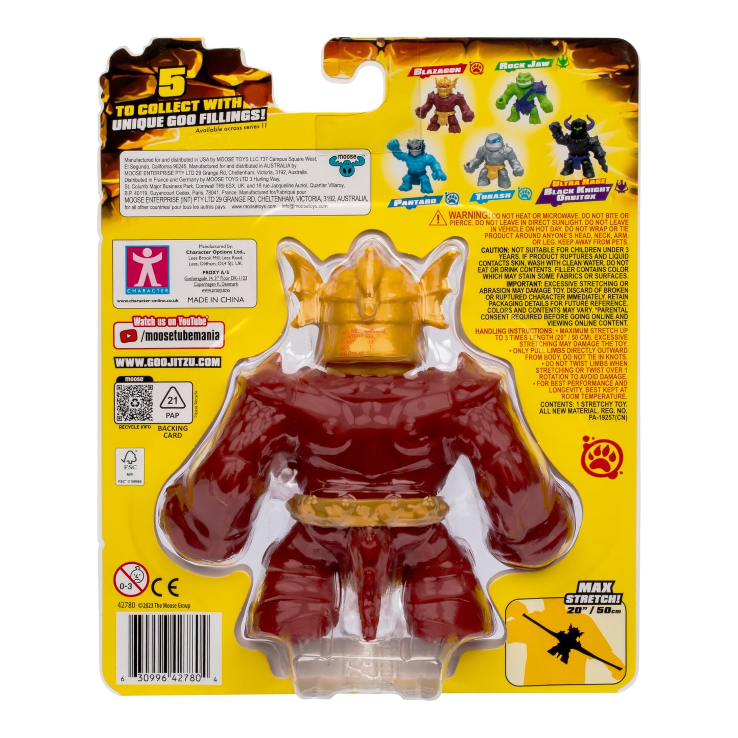 Heroes of Goo Jit Zu Blazagon Stretch Action Figure, Multicolor, Stretches Up to 3X Size, Model 42780, Unique Goo Filling