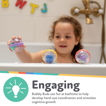 Nuby Bubbly Buds Interactive Bath Set - (4-Pack) Baby Bath Toys - 6+ Months