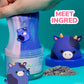 Squishmallows Ingrid The Cow Cloud Slime, 8 oz, Blueberry-Scented, Multi-Color Storage Container with Figurine Topper, Model 228940