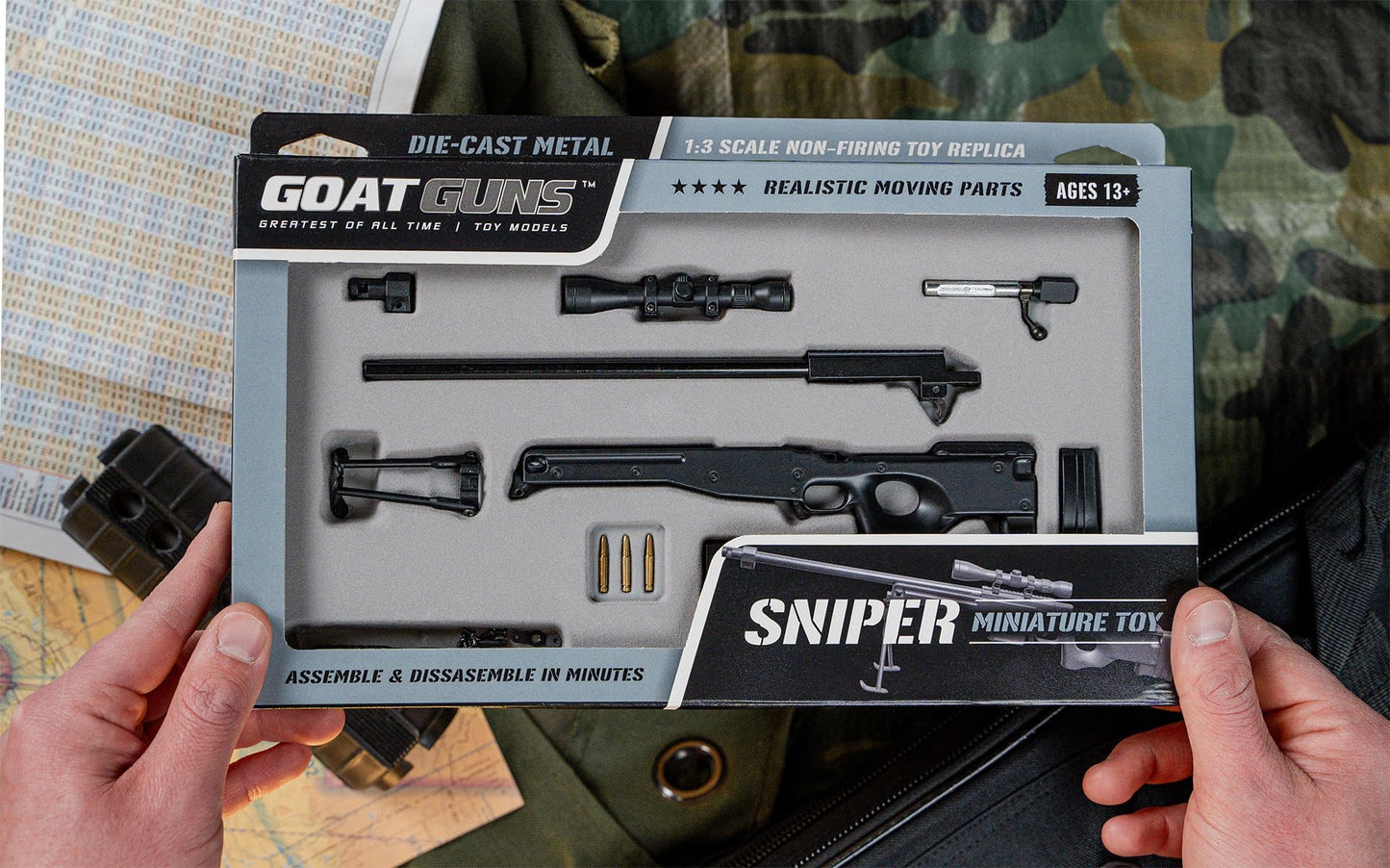 Goatguns Miniature Sniper Model Black | 1:3 Scale Die Cast Metal Build Kit…