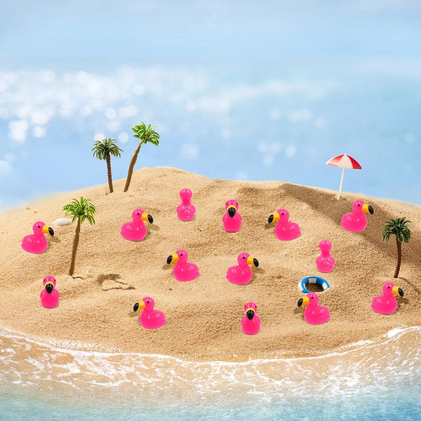 Homico 50Pcs Mini Flamingos Ducks Mini Resin Animals Flamingo Decor Tiny Ducks For Crafts Dollhouse Fairy Garden Landscape Aquar