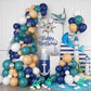 Ocean Theme Balloons Arch Kit, Under The Sea Balloon Garland Arch Kit, Retro Sea Blue Apricot Silver Party Balloons For Kids Boy