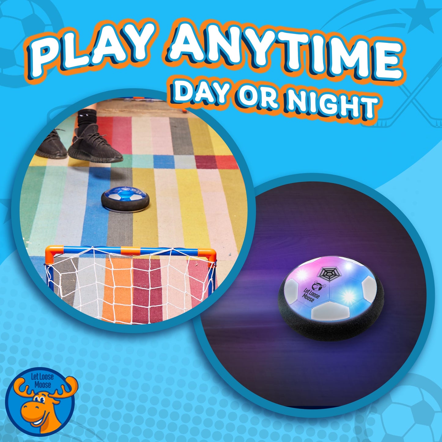 Let Loose Moose Hockey & Hover Soccer Ball 3-In-1 Set, Gift For Kids Aged 4-6, 6-8, 8-12, Indoor Hockey And Soccer Toys Game Set, Boys And Girls Birthday Gifts