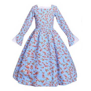 Mikan Tsumiki Colonial Costume Girls Pioneer Dress Prairie Dresses Girl Floral Pilgrim Outfit With Sailor Collar