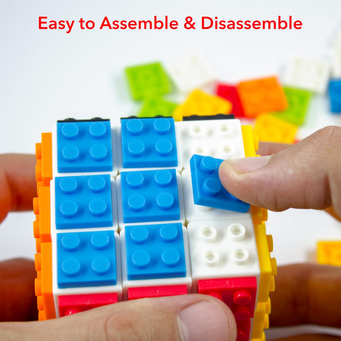 TOYAMBA Brick Cube with Building Blocks  Mini Toy Included  Compatible with Lego Cube  Inspired by Rubix Cube for Kids - Educational Toy (White)