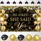 Gold Engagement Party Decorations Black Gold Engagement Banner Backdrop He Asked She Said Yes Banner Decorations Wedding Banner 