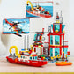 Toy Player City Oceans Fire Station Building Kit - Compatible With Leg0 Fire Station Set, With Fire Station/Fire Helicopter/Fire Ship/Rescue Boat, Gift For Sets For Boys 8-14 Years