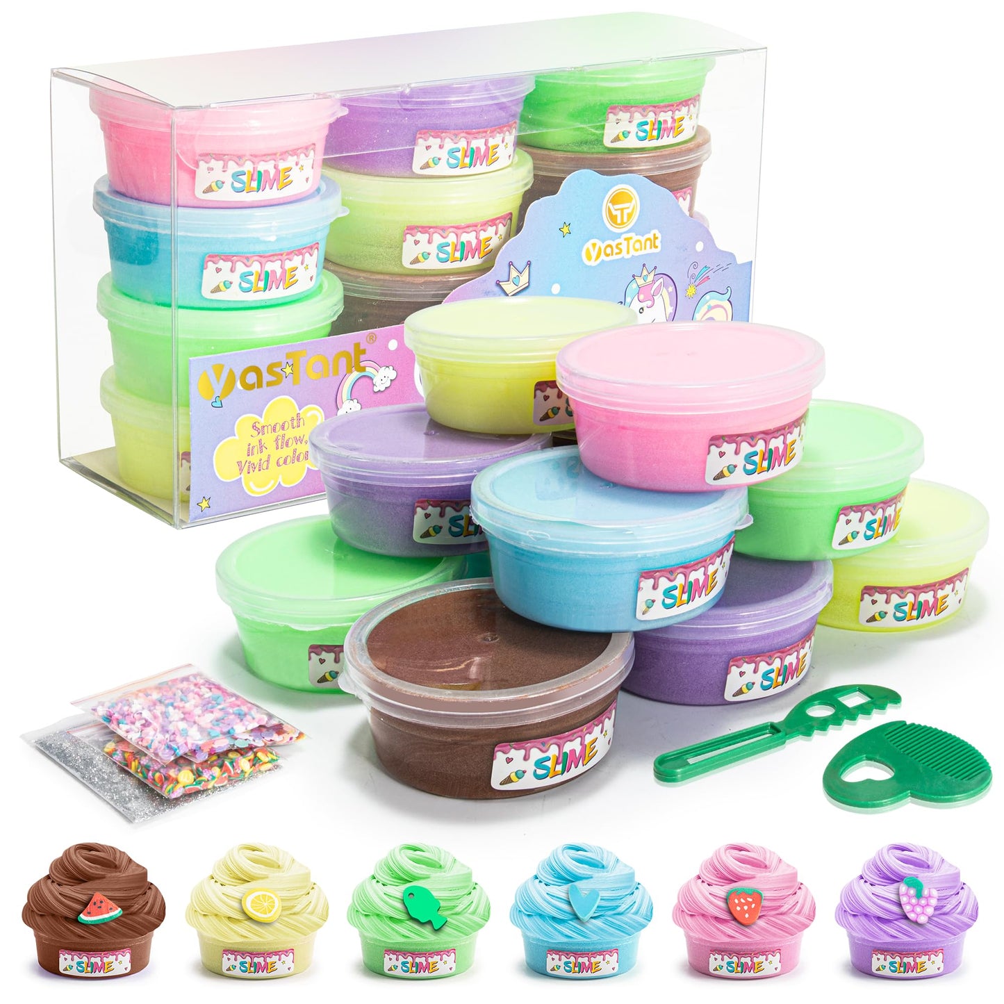 Yastant Easter Slime Kit For Girls And Boys, Safe And Fluffy Slime For Kids, Stress Relief Kids Slime Kits For Toddlers, Easter Gifts For Kids Classroom Pack Of 12