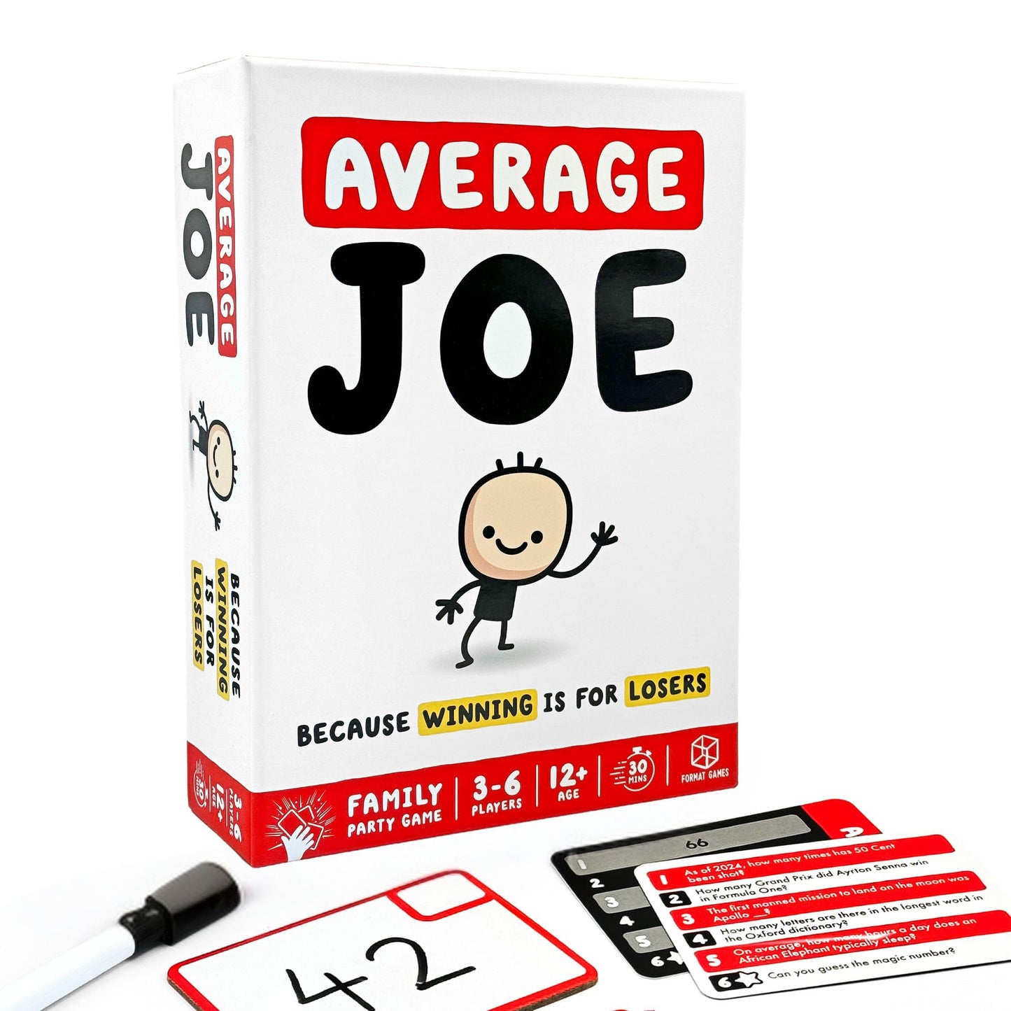 Format Games Average Joe Party Game - Embrace Your Ordinary Side With 600 Questions - Fun For Family And Friends! Ages 8+, 3-6 Players, 30 Minute Playtime, Made
