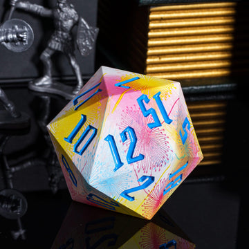 HDdais 55mm Giant D20 Dice D&D with Dandelion Flowers Pattern, D20 Polyhedral Dice 20 Sized DND Dice with Gift Case for Dungeons