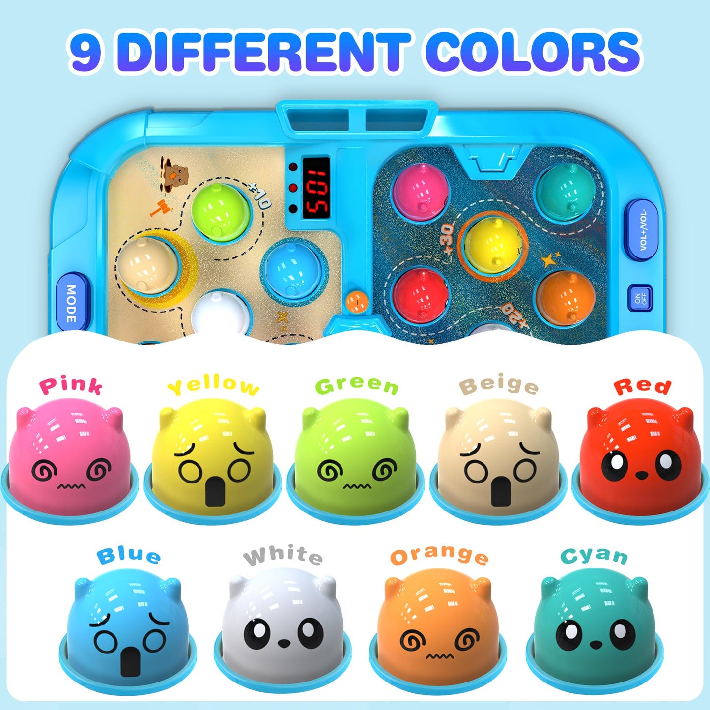 Hoperock Toddler Toys For 3 4 5 Year Old Boys,Toddler Games,With 2 Hammers,5 Modes Light-Up,9 Music Sprays,Interactive Education