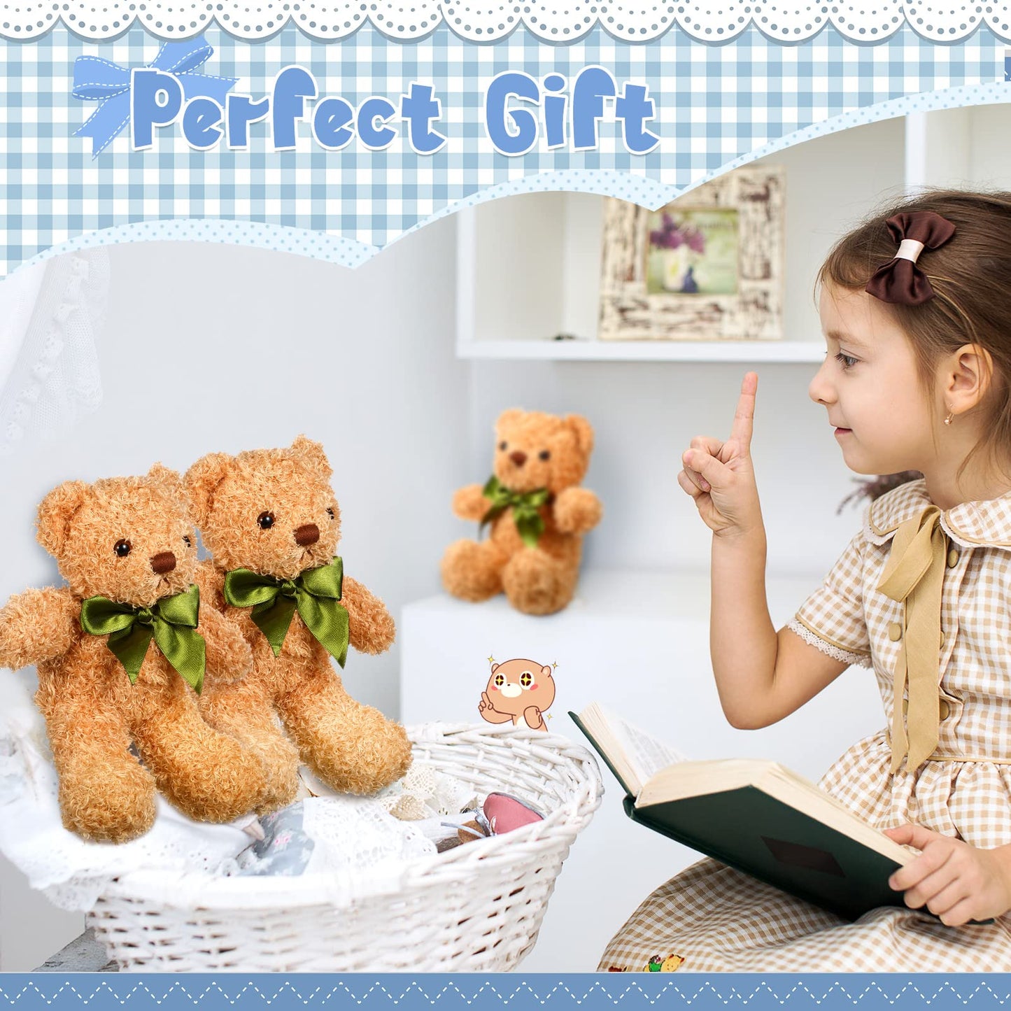 Hydren 15 Pieces Plush Stuffed Bears, 10 Inch Cute Soft Stuffed Bear Toy With Bow Tie For Graduation Baby Shower Christmas Birth