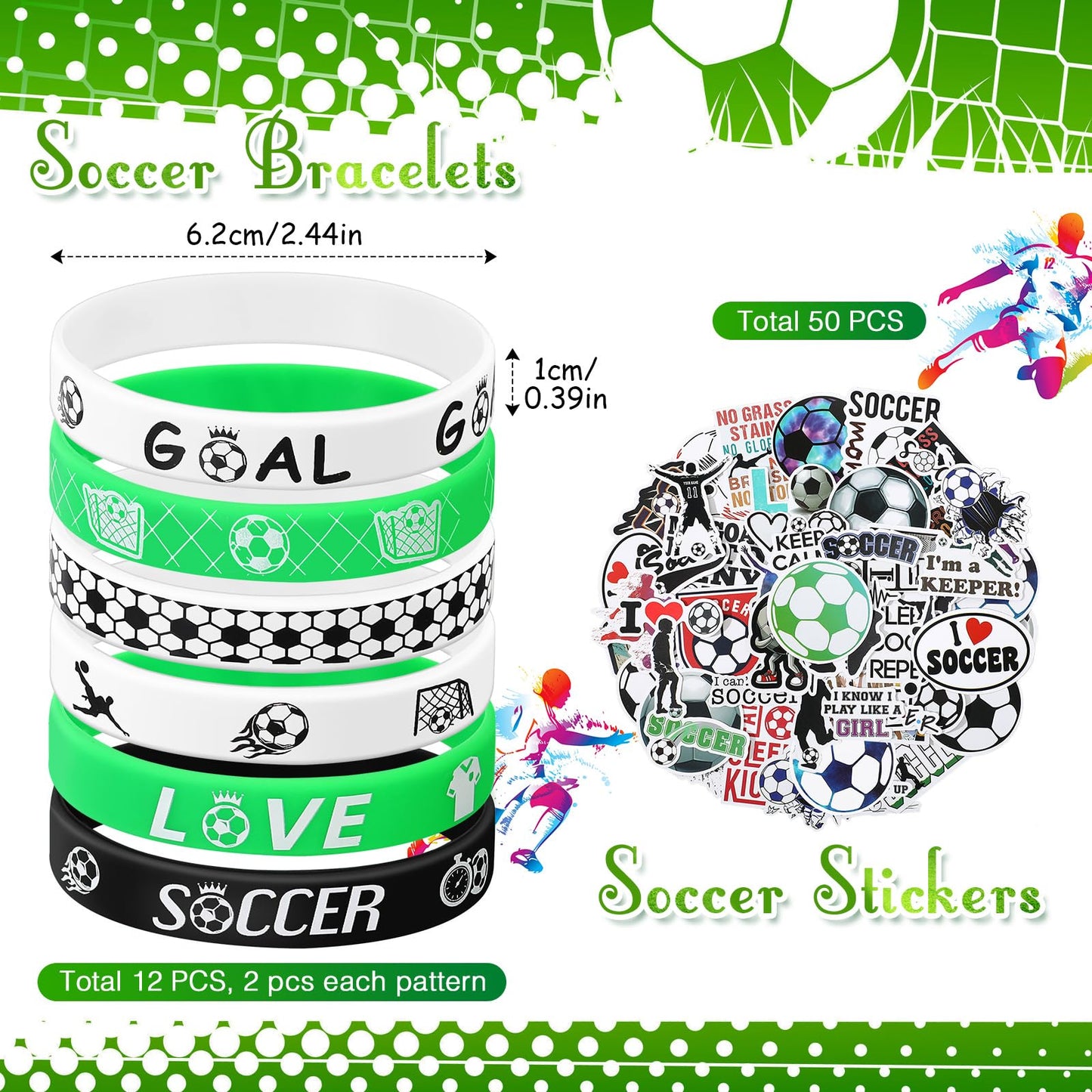 120 Pieces Soccer Party Favors Set, Soccer Goodie Bag Fillers, Soccer Toy Whistle Silicone Bracelet Luminous Tattoo Sticker Temporary Keychain For Soccer Birthday Party Supplies Decorations