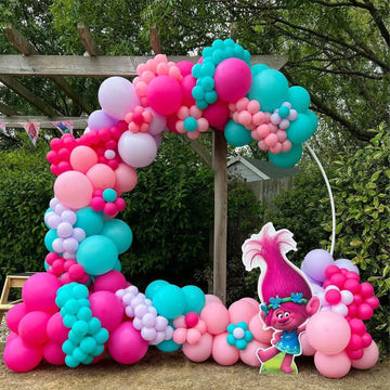 Hot Pink And Teal Balloon Arch Kit, Hot Pink Turquoise Balloon Garland Kit, Rose Red Teal Blue Latex Balloons Different Sizes For Birthday Decorations Wedding Baby Shower Summer Party Supplies
