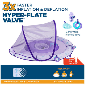 Swimways Ultra Baby Spring Float, Premium Inflatable Baby Pool Float With Sun Canopy, Fast Inflation & Carry Bag (9-24 Months),