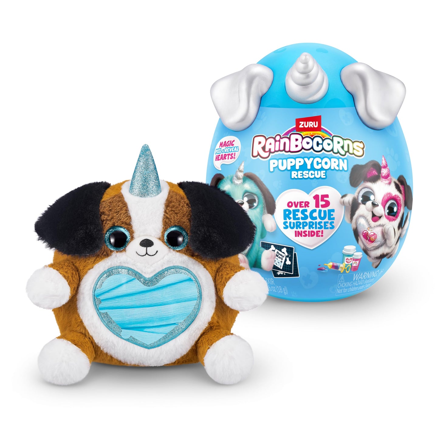 Rainbocorns Puppycorn Rescue (Shepherd) by ZURU, Collectible Plush, Stuffed Animal Girl Toys, Surprise Egg, Stickers, Syringe Sl