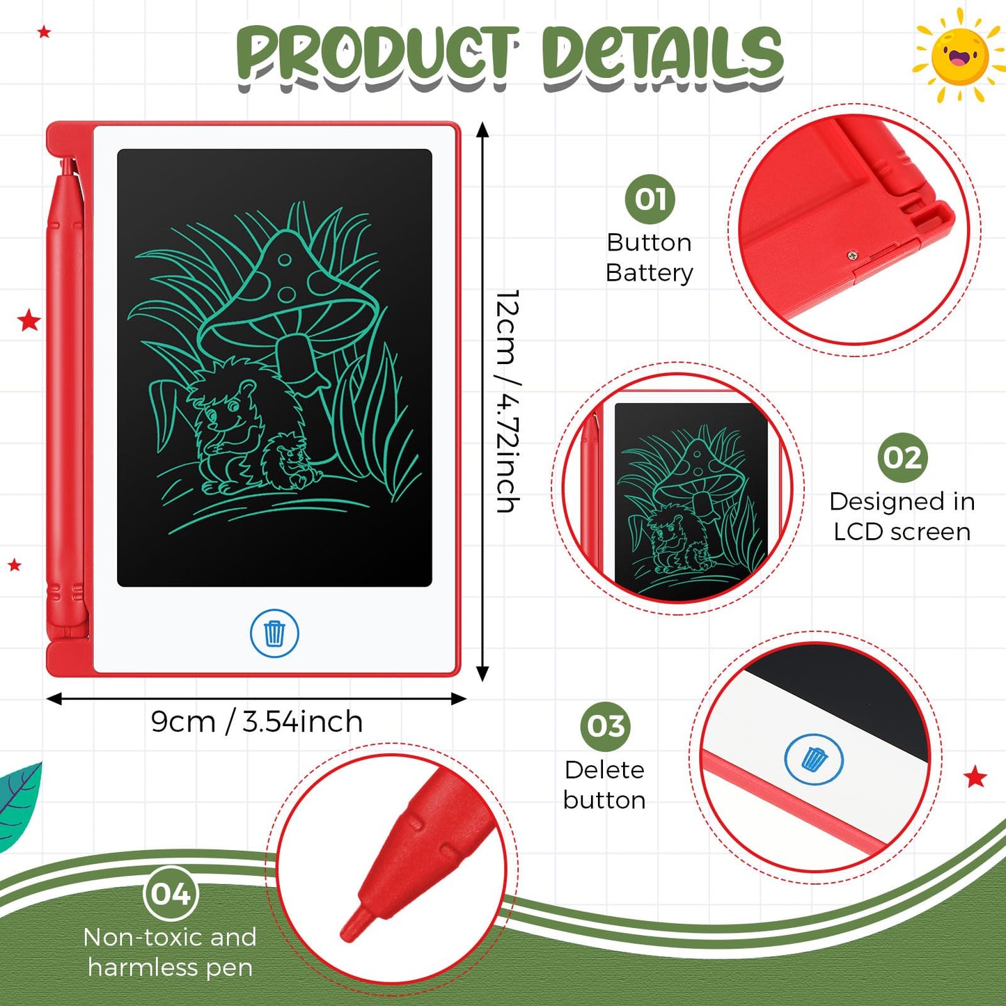 Zhehao 24 Pack LCD Mini Writing Tablet for Kids 4.5 Inch Doodle Board Bulk Erasable Reusable Electronic Drawing Pad Birthday Par