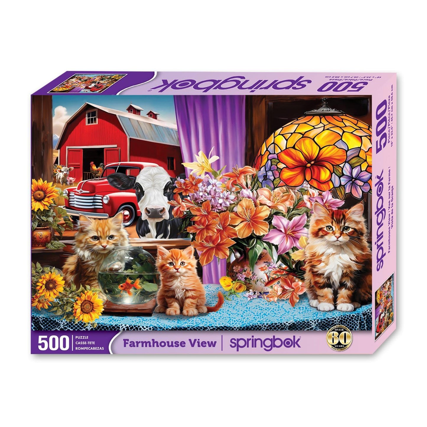 Springbok Farmhouse View 500 Piece Puzzle For Adults - Features A Colorful And Quaint Farmhouse Window View