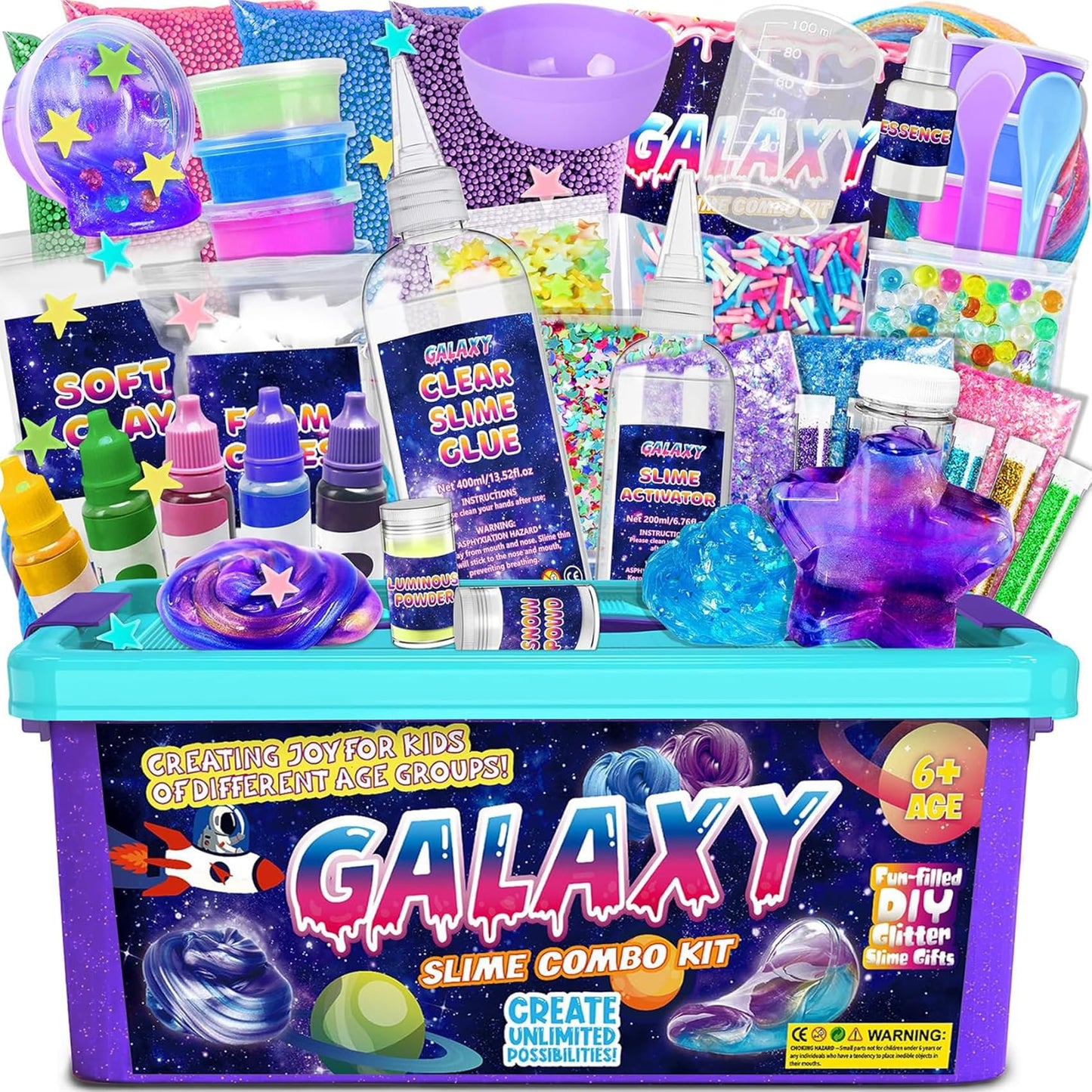 Eunhdet Galaxy Slime Kit for Girls Boys Ages 8-12  DIY Glow in The Dark Slime Making kit for Kids 8-10 Glitter & Galactic Theme Stress Relief Toy  Fun Birthday Party Easter Christmas Gifts
