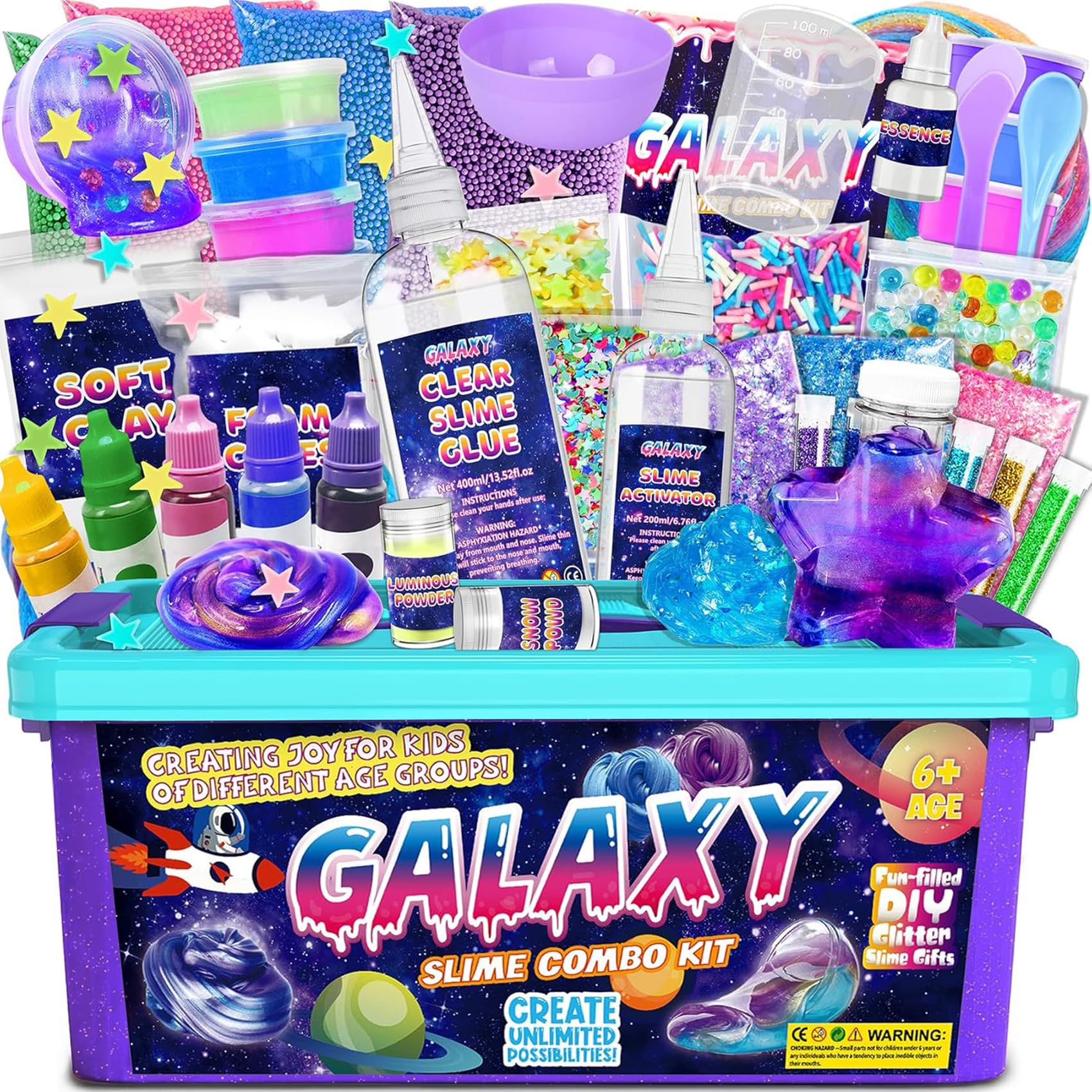 Eunhdet Galaxy Slime Kit for Girls Boys Ages 8-12  DIY Glow in The Dark Slime Making kit for Kids 8-10 Glitter & Galactic Theme Stress Relief Toy  Fun Birthday Party Easter Christmas Gifts