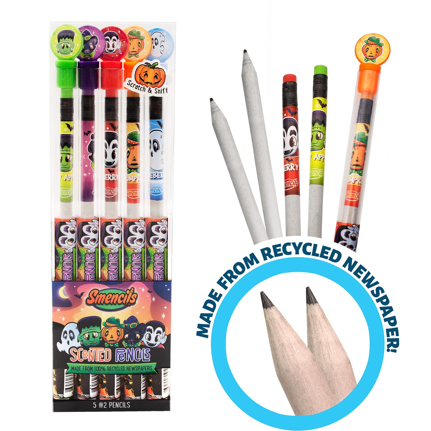 Halloween Smencils Cylinder - Hb #2 Scented Smelly Pencils, 50 Count - Gifts For Kids, Party Favors, Classroom Rewards