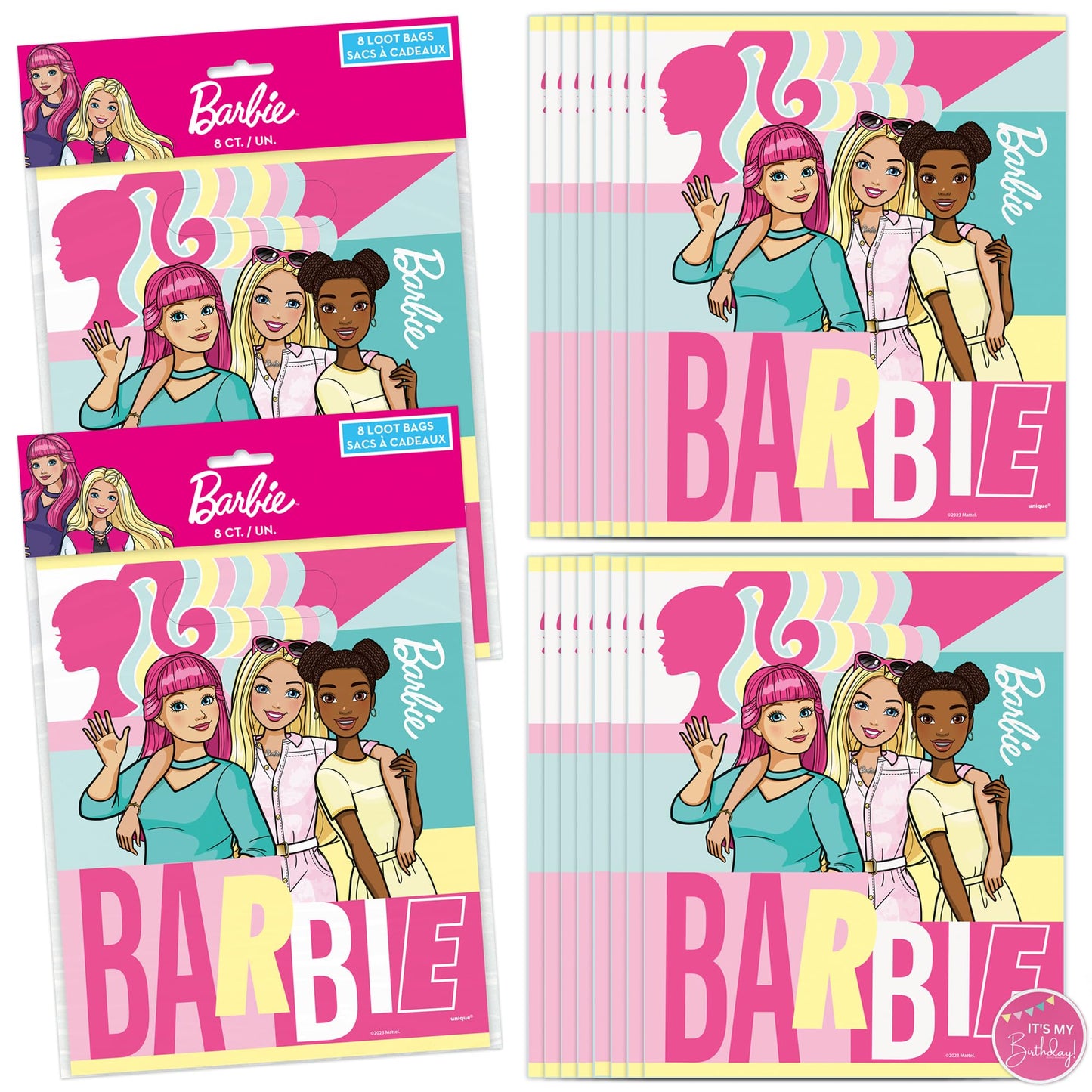 Unique Barbie Barbie Party Favors Bags | 16 Pack | Barbie Goodie Bags For Birthday Party | Sticker