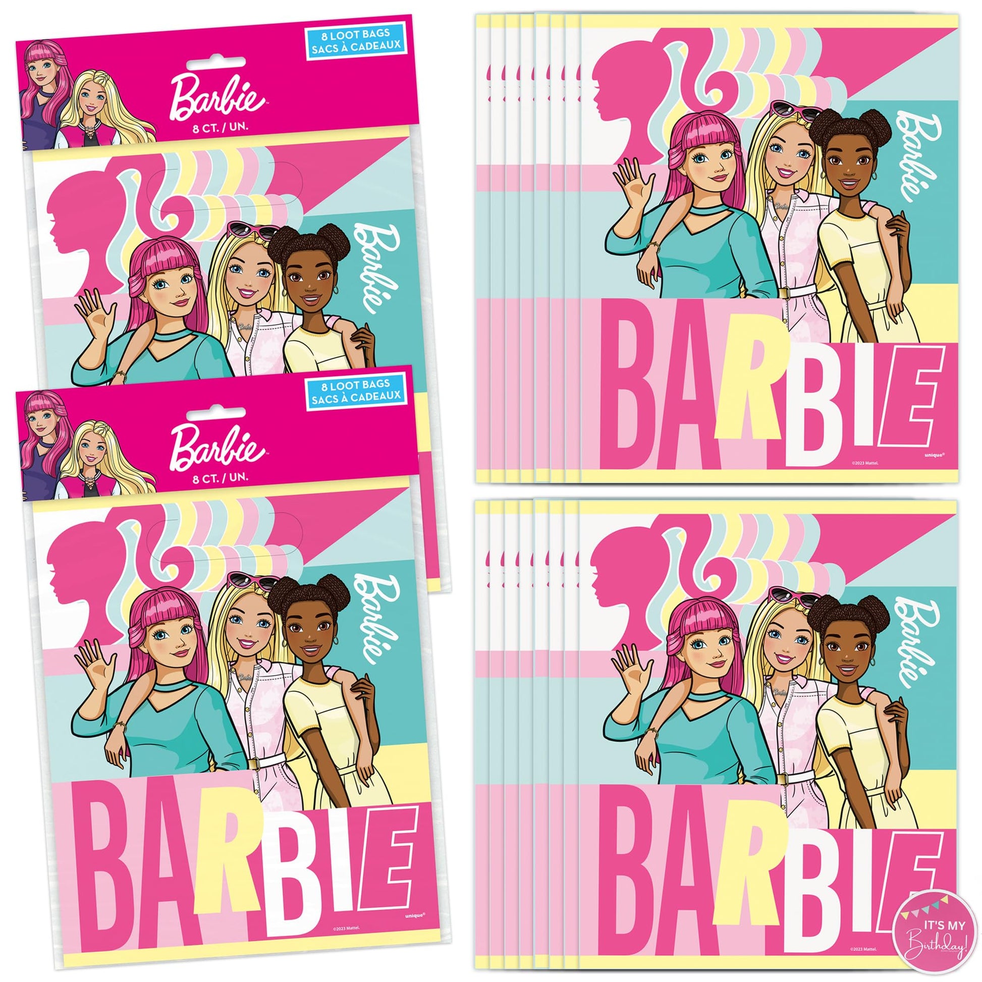 Unique Barbie Barbie Party Favors Bags | 16 Pack | Barbie Goodie Bags For Birthday Party | Sticker