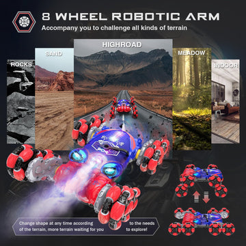 Paaxido Remote Control Car, 8WD Gesture Sensing RC Car, 2.4GHz RC Stunt Car Boys Toys with Spray & Light, Hand Controlled RC Car