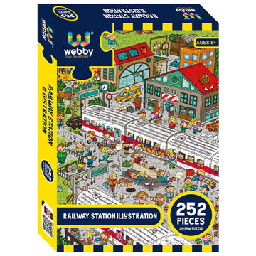Webby Railway Station Illustration Jigsaw Puzzle For Boys & Girls 252 Pieces