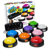 Teacher's Choice Light Up Game Buzzer System - 8 Pack, Plastic, Multiple Colors, Unique Sounds for Trivia Games