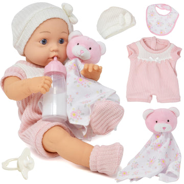 Gift Boutique Realistic 16' Baby Girl Doll With Accessories Pacifier Magic Bottle Bib Blanket Removable Clothes Lifelike Newborn Baby Doll Deluxe Gift Set For Girls Toddlers